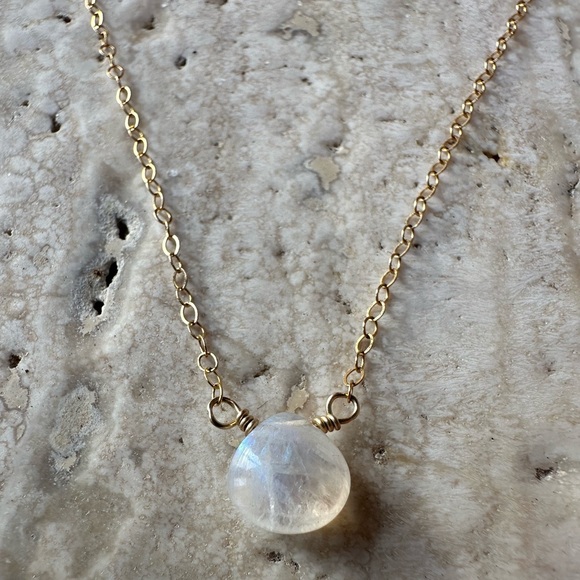 14k Gold Filled Rainbow Moonstone Necklace - Picture 4 of 5